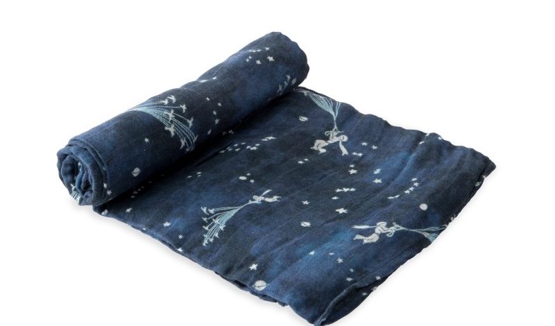 Manta/Muselina de algodão Azul “O Principezinho” Tartaruguita